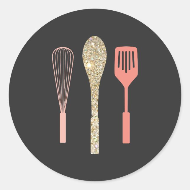 Adesivo Redondo Glitter Spoon Spatula (Frente)