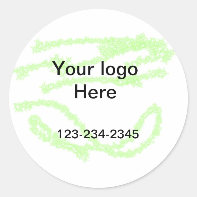 Adesivo Redondo Glitter verde simples adicione seu número de logot (Frente)