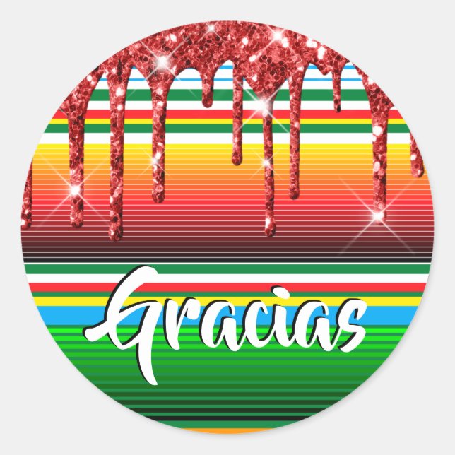 Adesivo Redondo Glitter Vermelho Esmagador Mexicano em Aberto Muit (Frente)