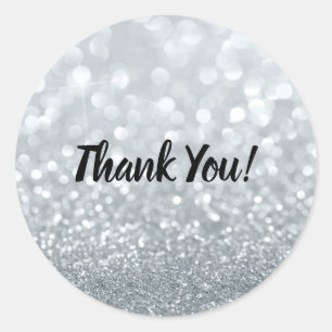 Adesivo Redondo Glitter White Sparkle Sweet 16 Party