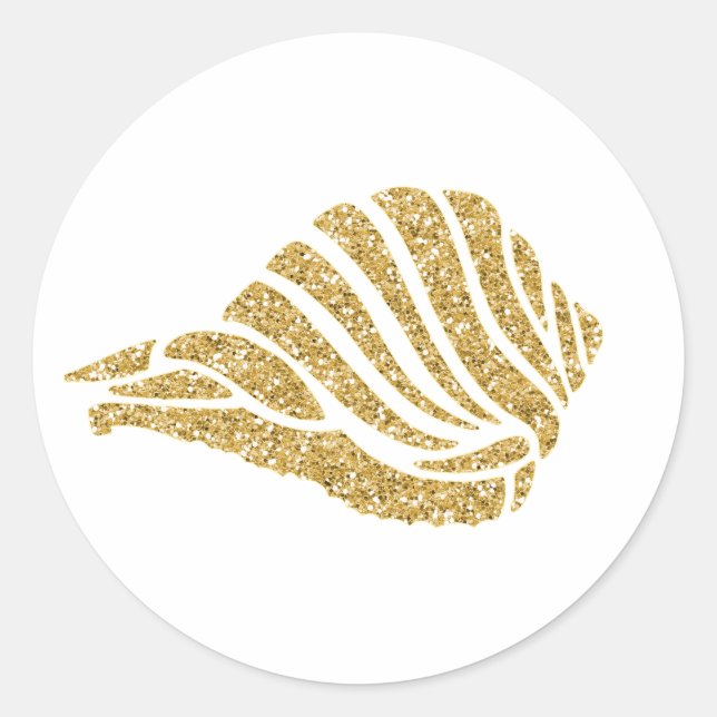 Adesivo Redondo Glittering Dourado Sea Shell (Frente)
