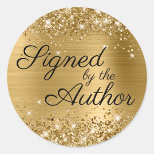 Adesivo Redondo Glittery Dourado Glam Siged by the Author