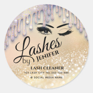 Adesivo Redondo Glittery goteja o limpador de lash de extensão de