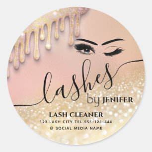 Adesivo Redondo Glittery goteja o limpador de lash de extensão de