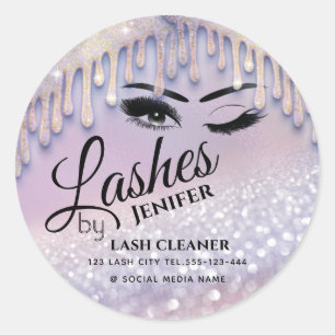 Adesivo Redondo Glittery goteja o limpador de lash de extensão de