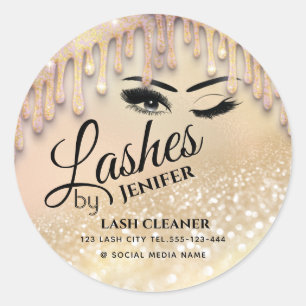 Adesivo Redondo Glittery goteja o limpador de lash de extensão de
