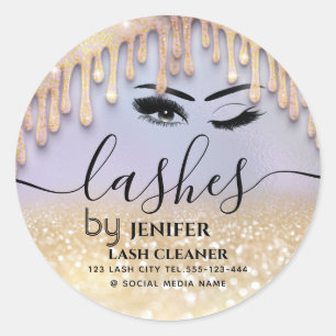 Adesivo Redondo Glittery goteja o limpador de lash de extensão de