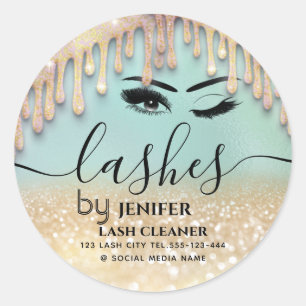 Adesivo Redondo Glittery goteja o limpador de lash de extensão de 