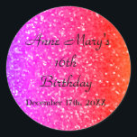 Adesivo Redondo Glittery Pink Sparkle Custom Name 16th Birthday<br><div class="desc">Projetado com fundo brilhante e colorido brilhante brilhante brilhante e cor-de-rosa brilhante! Você pode alterar os textos personalizados conforme desejar.</div>