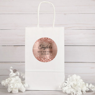 Adesivo Redondo Glittery Rose Gold Foil Aniversário de 50 anos