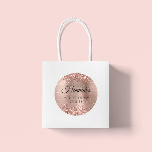 Adesivo Redondo Glittery Rose Gold Foil Aniversário de 75 Anos