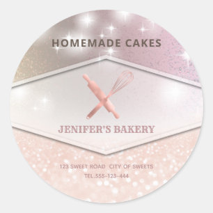 Adesivo Redondo Glittery sparkle roling pin & whisky chef bakery