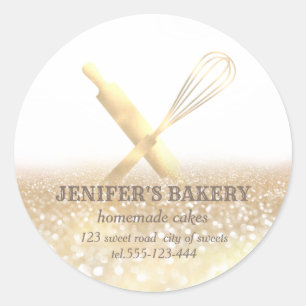 Adesivo Redondo Glittery sparkle roling pin & whisky chef bakery