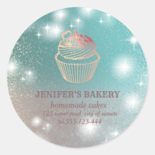Adesivo Redondo Glittery sparkle roling pin & whisky chef bakery