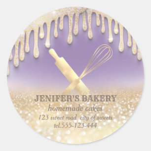 Adesivo Redondo Glittery sparkle roling pin & whisky chef bakery