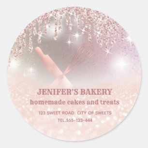 Adesivo Redondo Glittery sparkle roling pin & whisky chef bakery