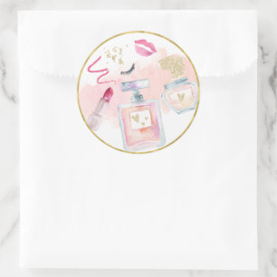 Adesivo Redondo Glitz e Glam Pink Dourado Spa Aniversário