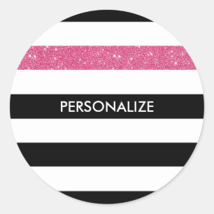 Adesivo Redondo Glitz e nome cor-de-rosa FAUX