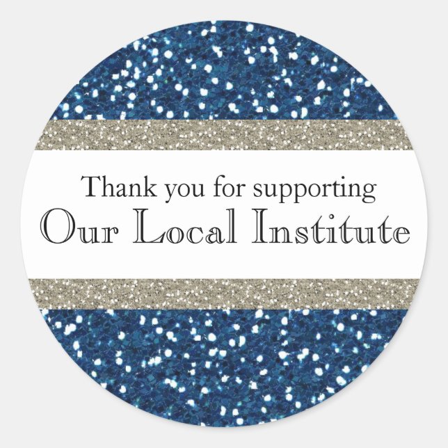 Adesivo Redondo Glitzy Blue Silver Seal Personalizado (Frente)