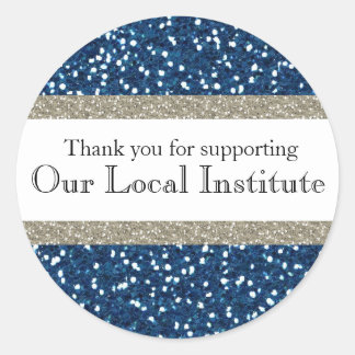 Adesivo Redondo Glitzy Blue Silver Seal Personalizado