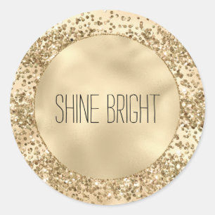 Adesivo Redondo Glitzy Dourado Brilho de Glitter Confetti