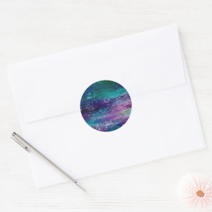 Adesivo Redondo Glitzy Foil Holográfico Iridescente Salvar a Dat