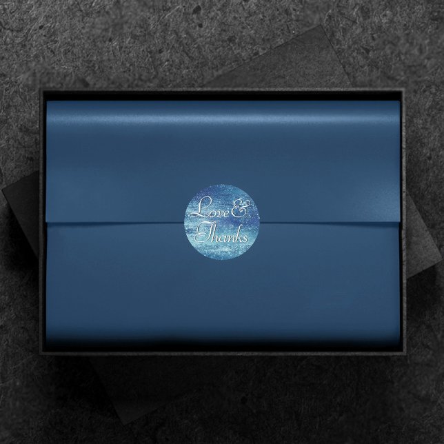 Adesivo Redondo Glitzy Foil | Ice Blue Faux Iridescente Obrigado (Criador carregado)