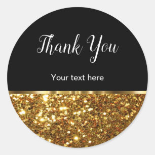 Adesivo Redondo Glitzy Obrigado Rótulos De Vinheta