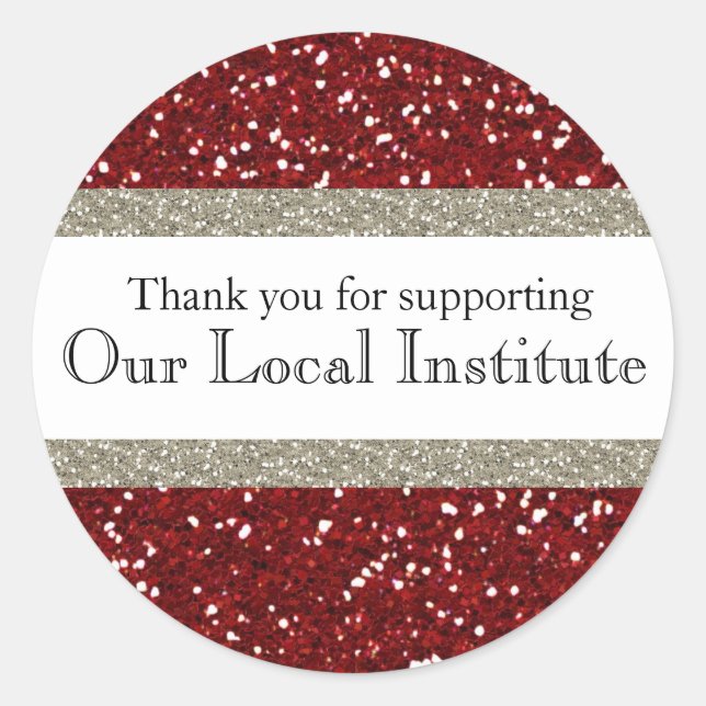 Adesivo Redondo Glitzy Red Silver Seal Personalizado (Frente)