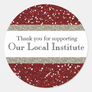 Adesivo Redondo Glitzy Red Silver Seal Personalizado