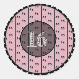 Adesivo Redondo Glitzy Sweet 16 Alicertos De Aniversário