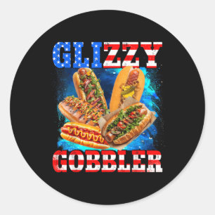 Adesivo Redondo Glizzy Gobbler Engraçado Hotdog 4 De Julho Bbq Pat