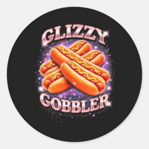 Adesivo Redondo Glizzy Gobbler Engraçado Meme de Cachorro Quente E