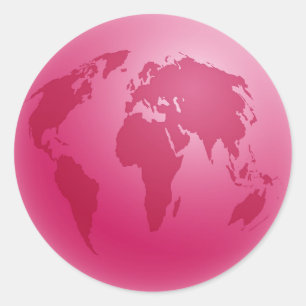 Adesivo Redondo Globo cor-de-rosa
