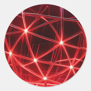 Adesivo Redondo Globo De Vidro Vermelho No Pedestal Com Linha De I