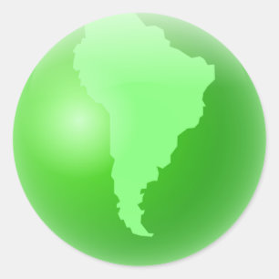 Adesivo Redondo Globo Verde da América do Sul