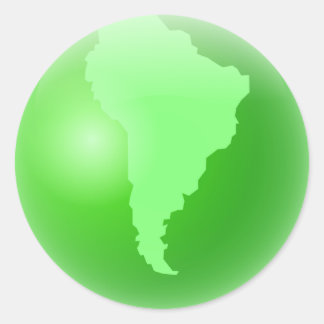 Adesivo Redondo Globo Verde da América do Sul