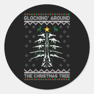 Adesivo Redondo Glocking em Torno da Árvore de Natal Suéter de Nat