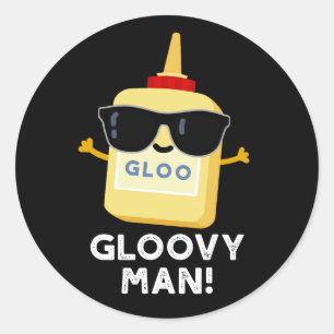 Adesivo Redondo Gloovy Man Funny Super Glue Pun Dark BG