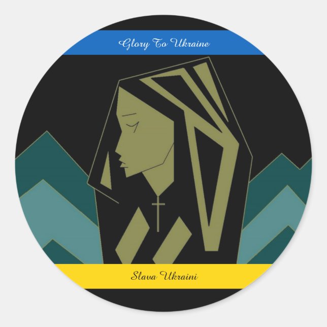 ADESIVO REDONDO GLÓRIA PARA A UCRÂNIA (Frente)