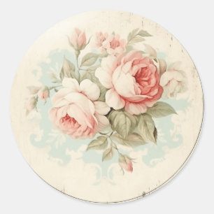 Adesivo Redondo Glória Rosa Pica Desbotada, Chique