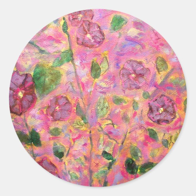 Adesivo Redondo glórias matinais azuis e roxas (Frente)