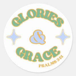 Adesivo Redondo Glories and Grace Sticker, Bble Letter Sticker