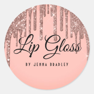 Adesivo Redondo Glosso de Lip Lip de Lip Dourado do Rosa de luxo