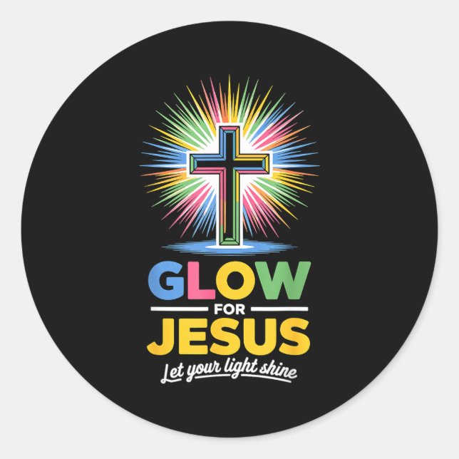 Adesivo Redondo Glow For Jesus Christian Faith  (Frente)