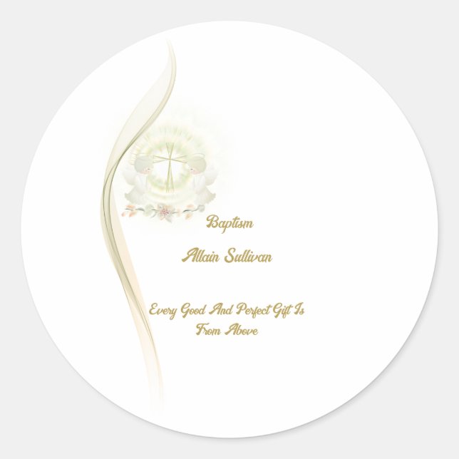 Adesivo Redondo Glowing angels baptism  square stickers  (Frente)