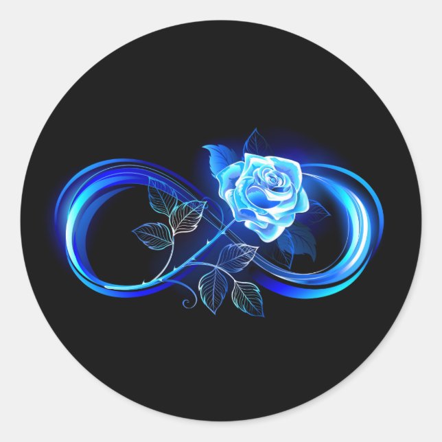 Adesivo Redondo Glowing infinity with blue rose (Frente)