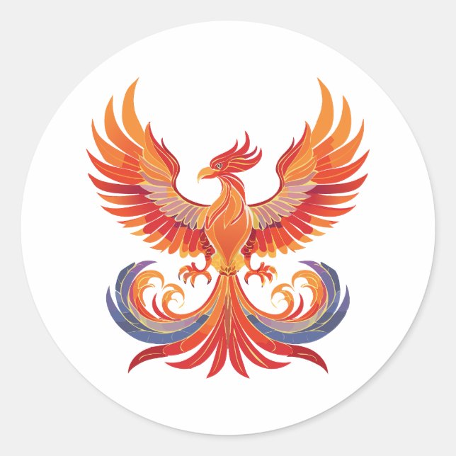 Adesivo Redondo Glowing mythological Fantasy Phoenix Bird (Frente)