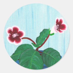 Adesivo Redondo Gloxinia African Violet Flower Stickers