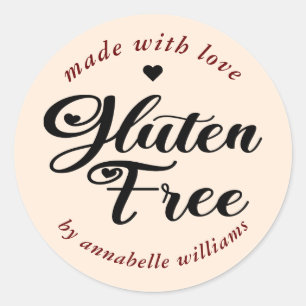 Adesivo Redondo Gluten Free Bakery Typography Classic Round Sticke